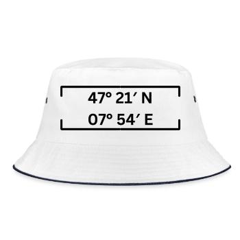 Koordinaten Olten Minimalistisch - Bucket Hat - Weiß/Navy - Vorne