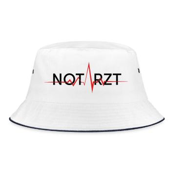 Notarzt Lebensretter Herzlinie Statement - Bucket Hat - Weiß/Navy - Vorne