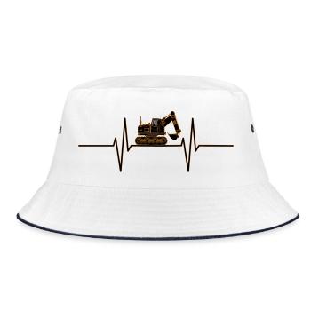 Herzschlag mit Bagger - Bucket Hat - Weiß/Navy - Vorne