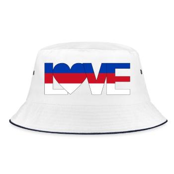 love Sorben Lausitz Oberlausitz Heimat mit Herz - Bucket Hat - Weiß/Navy - Vorne