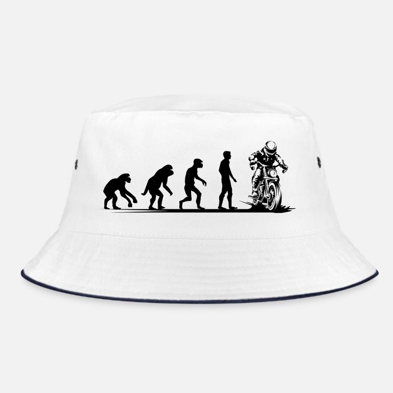 Motorcycle Evolution Funny Biker Cafe Racer Icon Bucket Hat