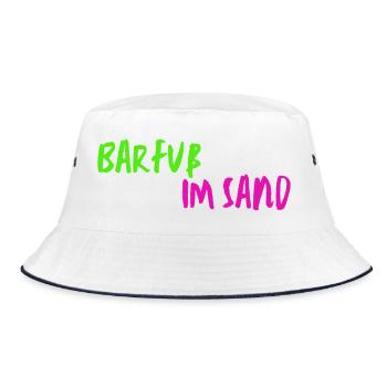 Barfuß im Sand - Bucket Hat - Weiß/Navy - Vorne