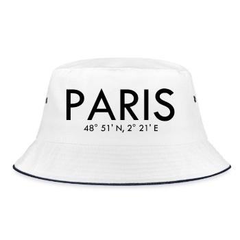 Paris - France - Coordinates Latitude Longitude - Bucket Hat - white/navy - Front