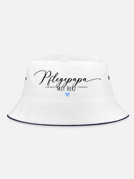 Pflegepapa mit Herz - Bucket Hat - Weiß/Navy - Vorne