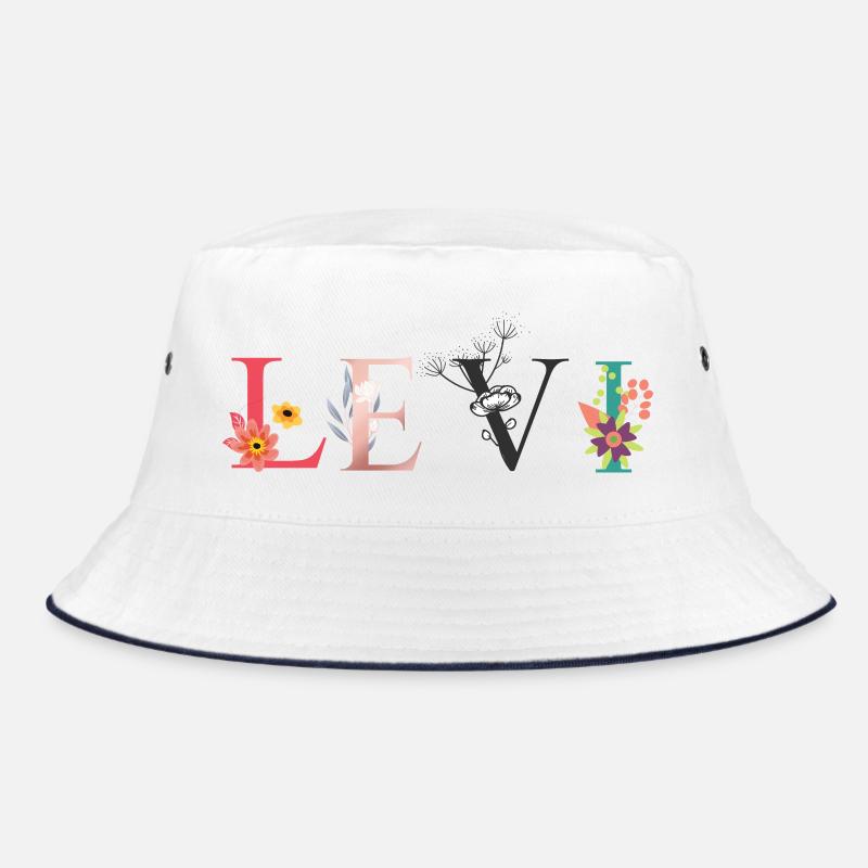LEVI Name Art avec des fleurs brodées Bob