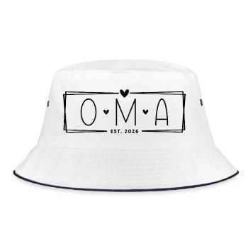 Oma Est. 2026 - Bucket Hat - Weiß/Navy - Vorne