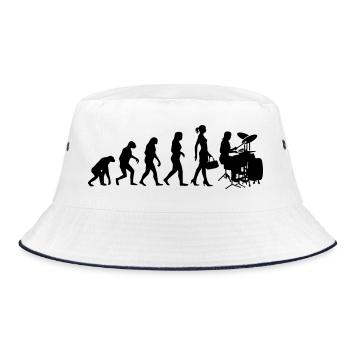 Evolution Schlagzeugerin Percussion Drummer - Bucket Hat - Weiß/Navy - Vorne
