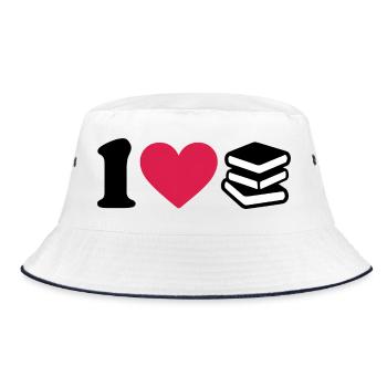 Minimalist I Love Books - Bucket Hat - white/navy - Front