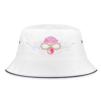 Ornement de lotus avec symbole yin et yang - Bob - blanc/marine - Devant
