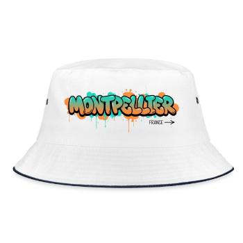 Graffiti-Stil Montpelllier Stadtname Design - Bucket Hat - Weiß/Navy - Vorne