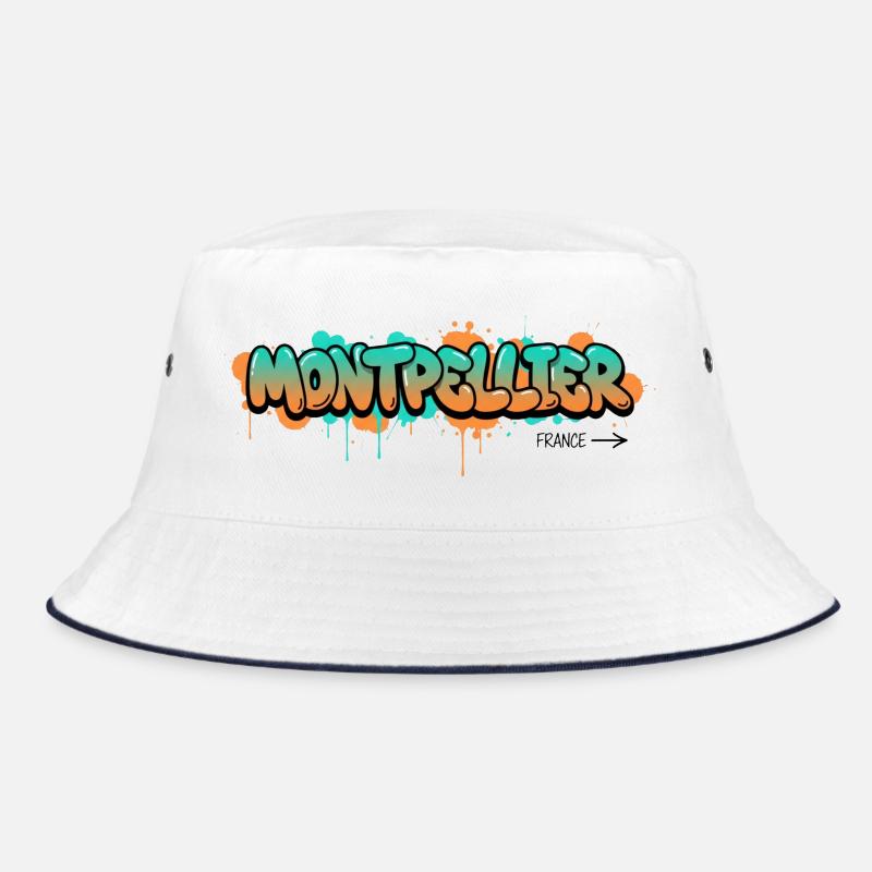 Graffiti style Montpellier city name design Bucket Hat