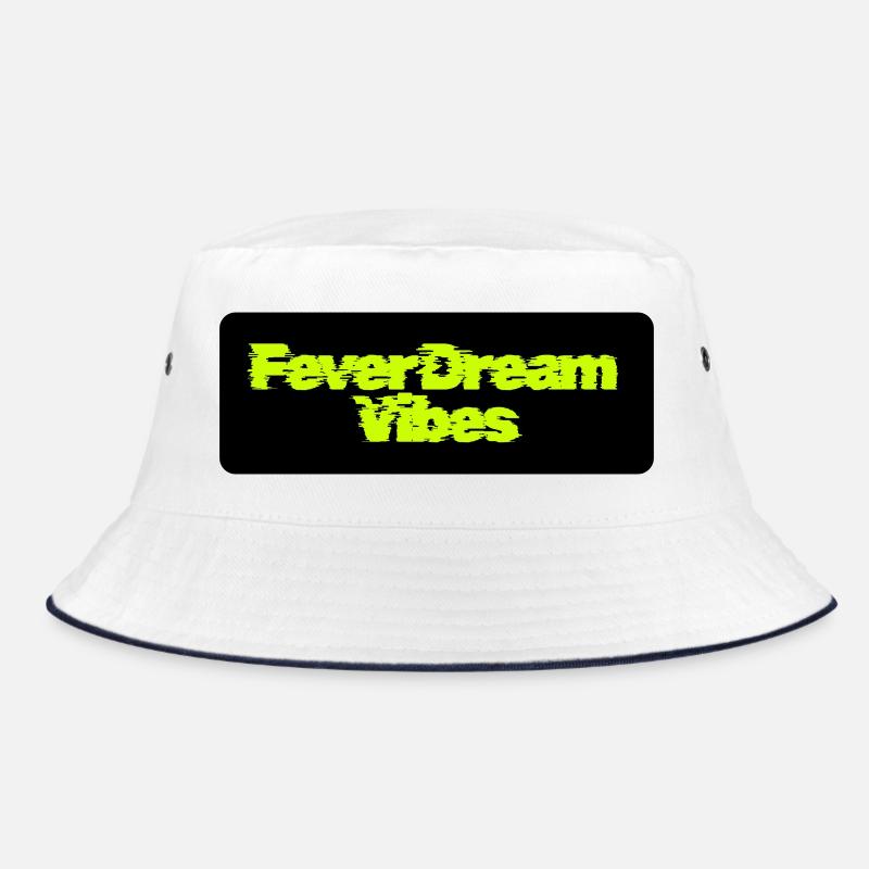 Fever Traum Vibes: Neon Schriftzug - Bucket Hat - Weiß/Navy