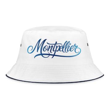 Abstraktes Montpellier Farbenspiel auf Streetwear - Bucket Hat - Weiß/Navy - Vorne