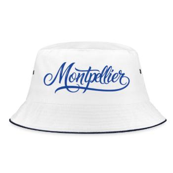Montpellier Stadtpanorama im Wasserfarbenstil - Bucket Hat - Weiß/Navy - Vorne