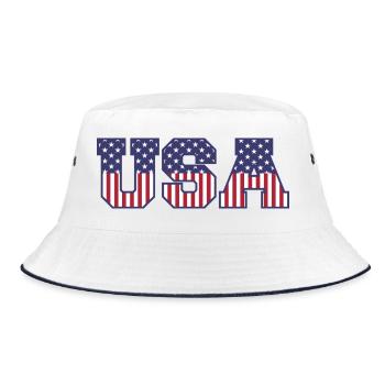 College USA Font Red White Blue Stars And Stripes - Bucket Hat - white/navy - Front