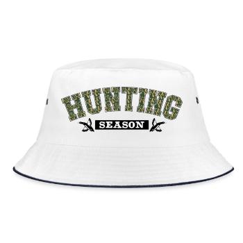 Jagdsaison-Tarntext - Bucket Hat - Weiß/Navy - Vorne