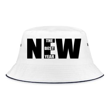 New – The Best Year Bold Typography Design - Bucket Hat - Weiß/Navy - Vorne