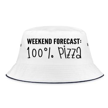 Vorhersage für das Wochenende: 100% Pizza - Bucket Hat - Weiß/Navy - Vorne