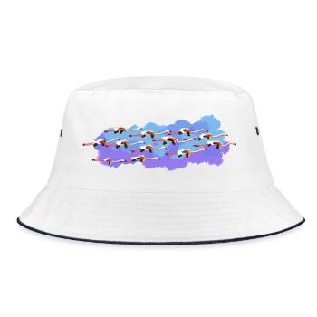 Flamingos on the road - Bucket Hat - white/navy - Front