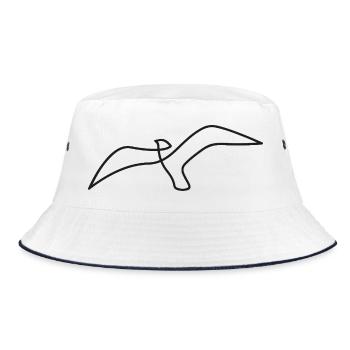 Vogel Skizze – elegantes Motiv für Naturfreunde - Bucket Hat - Weiß/Navy - Vorne