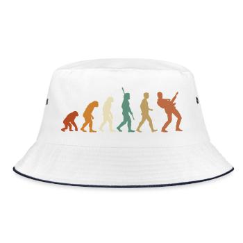 Evolution Music Rock Bassgitarrist Gitarre - Bucket Hat - Weiß/Navy - Vorne