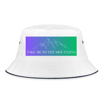 Mountain Range in Gradient - Take me to the Mountains - Bucket Hat - white/navy - Front