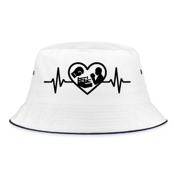 Boxen Herz Handschuh Ring Silhouette - Bucket Hat - Weiß/Navy - Vorne