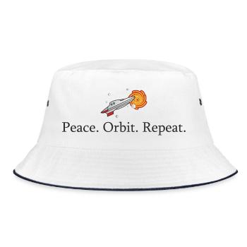 Peace Orbit Wiederholungsrakete - Bucket Hat - Weiß/Navy - Vorne