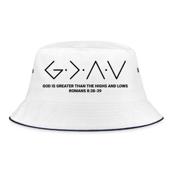 GOD IS GREATER THAN THE HIGHS AND LOWS - Bucket Hat - white/navy - Front
