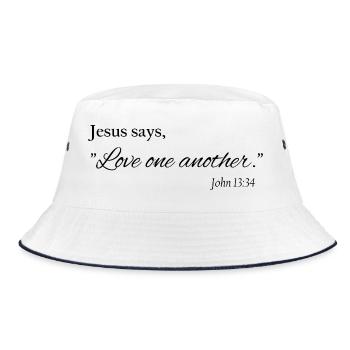 Love One Another – Christian Faith T-Shirt - Bucket Hat - white/navy - Front