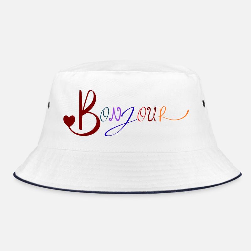 Bonjour mignon français salutation design - Bob - blanc/marine