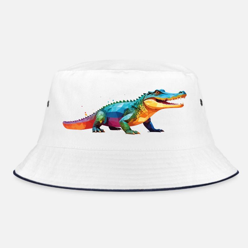 kroko_poly4 - Bucket Hat - Weiß/Navy