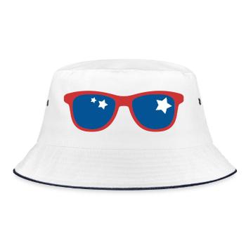 Pop Art Sonnenbrille - Bucket Hat - Weiß/Navy - Vorne