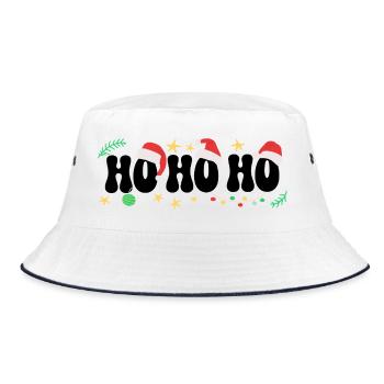 Ho Ho Ho Santa Mützen Weihnachten - Bucket Hat - Weiß/Navy - Vorne