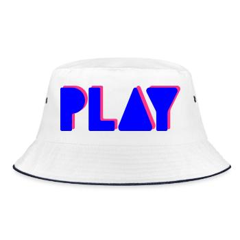 Press Play – Musik Party DJ Shirt Club Style - Bucket Hat - Weiß/Navy - Vorne