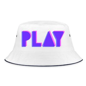 Press Play – Musik Party DJ Shirt Club Style - Bucket Hat - Weiß/Navy - Vorne