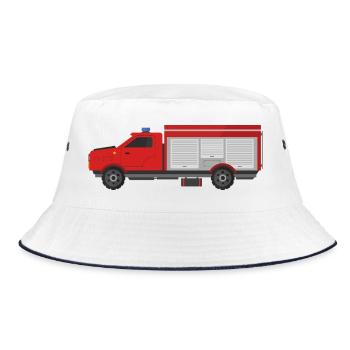 Feuerwehrauto - Bucket Hat - Weiß/Navy - Vorne