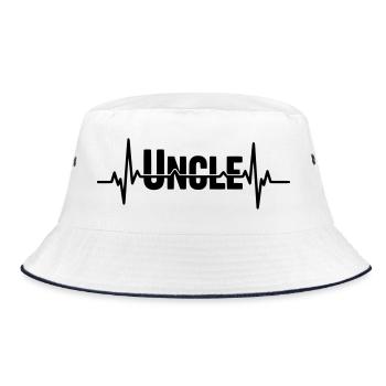 Uncle Schriftzug mit Herzschlag - Bucket Hat - Weiß/Navy - Vorne