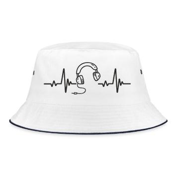 Kopfhörer Musik Hören Rhythmus Herz Leidenschaft - Bucket Hat - Weiß/Navy - Vorne