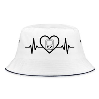 Heart Retrogaming – Retro Portable Console - Bucket Hat - white/navy - Front