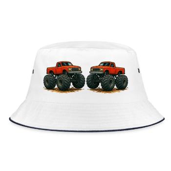 Monster-Truck Duell Im Schlamm - Bucket Hat - Weiß/Navy - Vorne