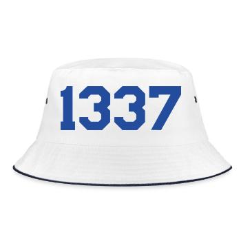 1337 – Blue Text Design - Bucket Hat - white/navy - Front