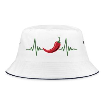 Herzschlag Chili Design - Bucket Hat - Weiß/Navy - Vorne