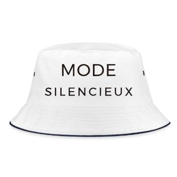 Mode_silencieux - Bucket Hat - Weiß/Navy - Vorne