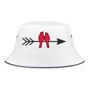 verliebte Vögel - Bucket Hat - Weiß/Navy - Vorne