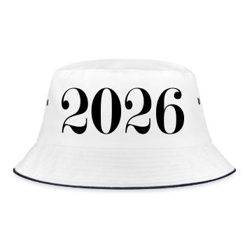 2026 - ein neues Jahr - Bucket Hat - Weiß/Navy - Vorne