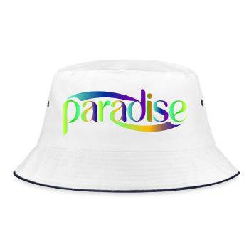 Paradise Rainbow Script Design - Bucket Hat - white/navy - Front