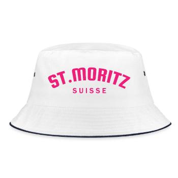 St. Moritz - Suisse - Schweiz - Swiss - Bucket Hat - Weiß/Navy - Vorne