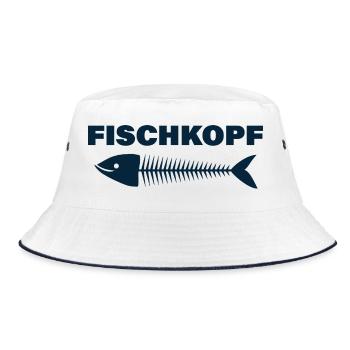 FISCHKOPF - Bucket Hat - Weiß/Navy - Vorne