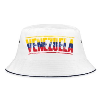 Venezuela Flag Wordmark - Bucket Hat - white/navy - Front